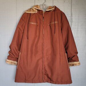 Vintage 70s-80s London Fog Outdoor Faux-fur Sherpa Lined Brown Jacket. Size L